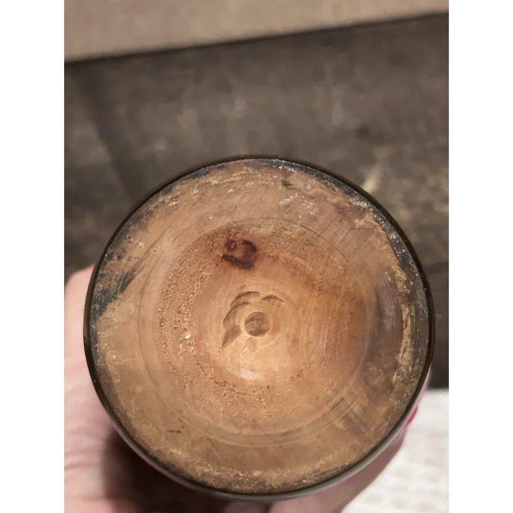 Vintage Handpainted Wood Floral Vase‎ - MCM Multicolor